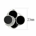 Jewellery Kingdom Cubic Zirconia Cocktail Black 3D Circles Statement Steel Ladies Ring - Jewelry Rings - British D'sire