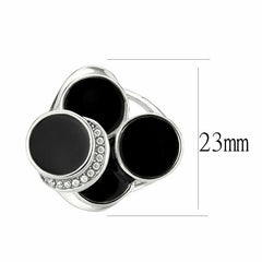 Jewellery Kingdom Cubic Zirconia Cocktail Black 3D Circles Statement Steel Ladies Ring - Jewelry Rings - British D'sire