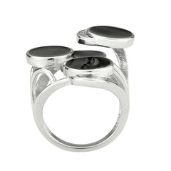 Jewellery Kingdom Cubic Zirconia Cocktail Black 3D Circles Statement Steel Ladies Ring - Jewelry Rings - British D'sire