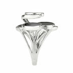 Jewellery Kingdom Cubic Zirconia Cocktail Black 3D Circles Statement Steel Ladies Ring - Jewelry Rings - British D'sire