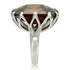 Jewellery Kingdom Cubic Zirconia Cocktail Oval Smoky Topaz Solitaire Big Ladies Ring (Brown & Silver) - Jewelry Rings - British D'sire