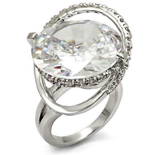 Jewellery Kingdom Cubic Zirconia Cocktail Solitaire Accents Rhodium Silver 16 CT Ladies Ring - Jewelry Rings - British D'sire Main image