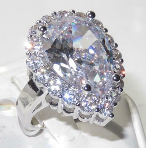 Jewellery Kingdom Cubic Zirconia Cocktail Super Sparkling 14CT Ladies Pear Ring - Jewelry Rings - British D'sire Main image