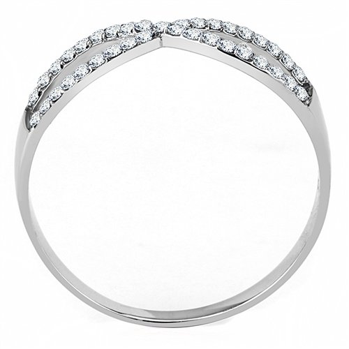 Jewellery Kingdom Cubic Zirconia Crossover Stainless Steel Silver Pave Sparkling Pretty Ladies Ring Band - Jewelry Rings - British D'sire