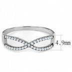 Jewellery Kingdom Cubic Zirconia Crossover Stainless Steel Silver Pave Sparkling Pretty Ladies Ring Band - Jewelry Rings - British D'sire