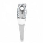 Jewellery Kingdom Cubic Zirconia Crossover Stainless Steel Silver Pave Sparkling Pretty Ladies Ring Band - Jewelry Rings - British D'sire