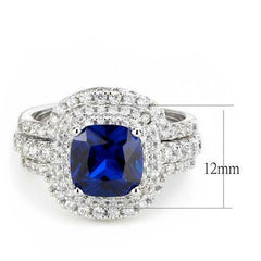 Jewellery Kingdom Cubic Zirconia Cushion Cut Ladies Engagement Wedding Sapphire Ring Set Bands - Engagement Rings - British D'sire