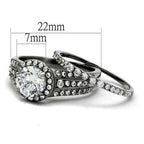 Jewellery Kingdom Cubic Zirconia Cz Wedding Band 2pcs Stainless Steel Ring Set (Silver) - Jewelry Rings - British D'sire