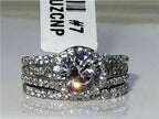 Jewellery Kingdom Cubic Zirconia Cz Wedding Band 2pcs Stainless Steel Ring Set (Silver) - Jewelry Rings - British D'sire