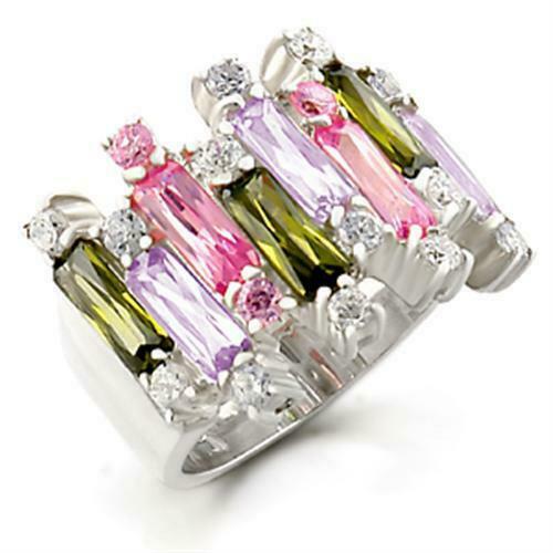 Jewellery Kingdom Cubic Zirconia Designer Multi Coloured Sterling Silver Kora Cocktail Ring Secondary image
