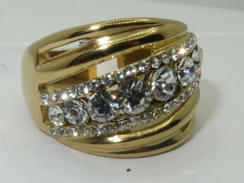 Jewellery Kingdom Cubic Zirconia Dome Ladies 18carat Steel Cubic Zirconia 8 Stone Ring (Gold) - Rings - British D'sire