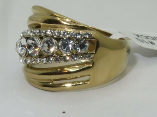 Jewellery Kingdom Cubic Zirconia Dome Ladies 18carat Steel Cubic Zirconia 8 Stone Ring (Gold) Secondary image