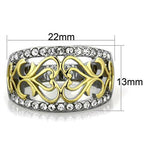 Jewellery Kingdom Cubic Zirconia Dome Stainless Steel Comfort Two Tone Gold Ladies Ring - Jewelry Rings - British D'sire