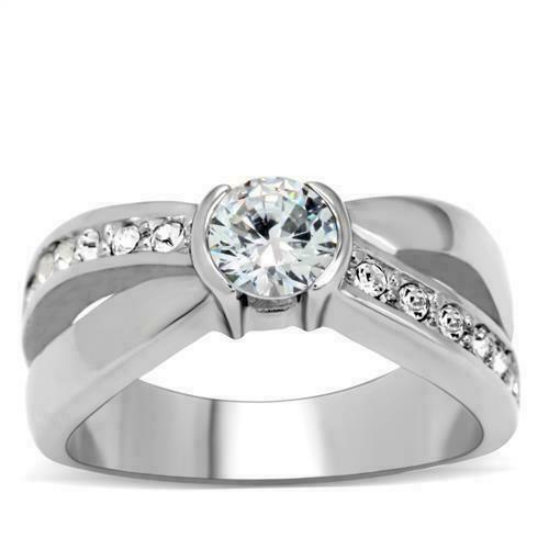 Jewellery Kingdom Cubic Zirconia Dress Pretty Ladies Crossover Ring (Silver) - Rings - British D'sire Main image