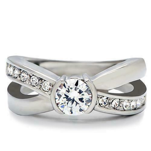 Jewellery Kingdom Cubic Zirconia Dress Pretty Ladies Crossover Ring (Silver) Secondary image