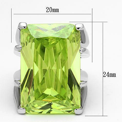 Jewellery Kingdom Cubic Zirconia Emerald Cut 19 CT Cocktail Light Peridot Ladies Ring (Green & Silver) Secondary image