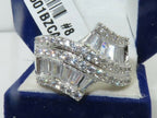 Jewellery Kingdom Cubic Zirconia Emerald Cut Round Band Silver Rhodium sparkling 3CT Ladies Ring - Jewelry Rings - British D'sire