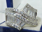 Jewellery Kingdom Cubic Zirconia Emerald Cut Round Band Silver Rhodium sparkling 3CT Ladies Ring - Jewelry Rings - British D'sire
