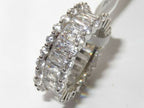 Jewellery Kingdom Cubic Zirconia Emerald Cut Round Rhodium Ladies Band Ring (Silver) - Rings - British D'sire