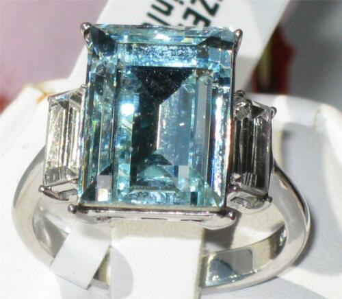 Jewellery Kingdom Cubic Zirconia Emerald Radiant Stainless Steel 14 CT Ladies Topaz Ring (Blue) - Jewelry Rings - British D'sire