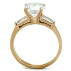 Jewellery Kingdom Cubic Zirconia Engagement 3CT Steel Baguette Solitaire Realistic Rose Gold Ring - Jewelry Rings - British D'sire