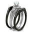 Jewellery Kingdom Cubic Zirconia Engagement Bands Stainless Steel Wedding Ring Set (Black) - Jewelry Rings - British D'sire