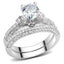 Jewellery Kingdom Cubic Zirconia Engagement Wedding Band 2pcs Silver 2CT Rhodium Ladies Ring Set - Jewelry Rings - British D'sire