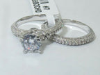 Jewellery Kingdom Cubic Zirconia Engagement Wedding Band 2pcs Silver 2CT Rhodium Ladies Ring Set - Jewelry Rings - British D'sire