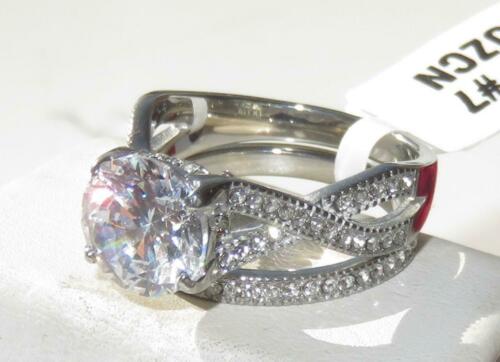 Jewellery Kingdom Cubic Zirconia Engagement Wedding Band 3 CT Stainless Steel Ladies Ring Set (Silver) - Jewelry Rings - British D'sire