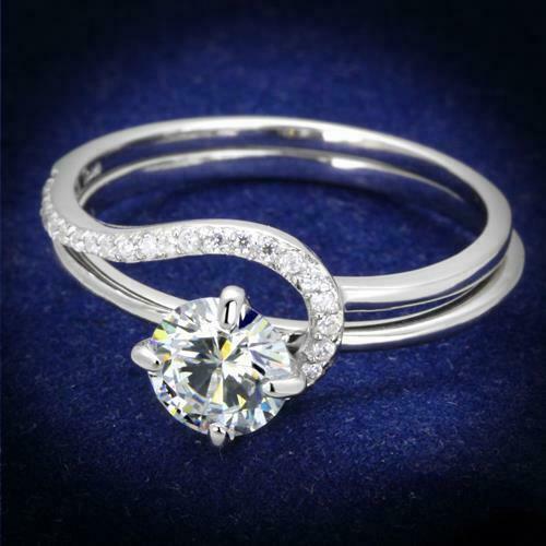 Jewellery Kingdom Cubic Zirconia Engagement Sterling Silver Wedding Ladies Ring Set Secondary image