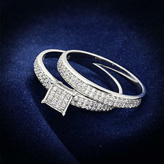 Jewellery Kingdom Cubic Zirconia Engagement Wedding & Sterling Handmade Ladies Ring Set (Silver) - Jewelry Rings - British D'sire