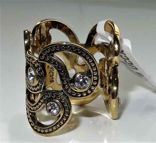 Jewellery Kingdom Cubic Zirconia Fancy 22mm Long Finger Solitaires Antiqued Fancy Wide Ring (Gold) Secondary image