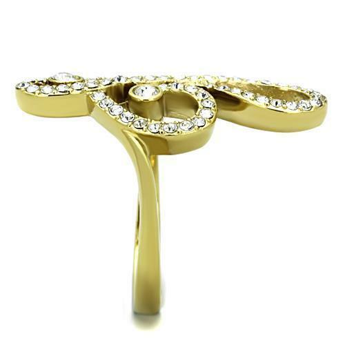 Jewellery Kingdom Cubic Zirconia Fancy Steel All Musical Note Ladies Ring (Gold) - Jewelry Rings - British D'sire