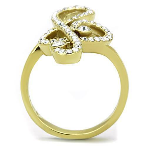 Jewellery Kingdom Cubic Zirconia Fancy Steel All Musical Note Ladies Ring (Gold) - Jewelry Rings - British D'sire