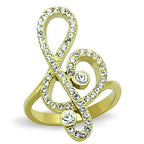Jewellery Kingdom Cubic Zirconia Fancy Steel All Musical Note Ladies Ring (Gold) - Jewelry Rings - British D'sire