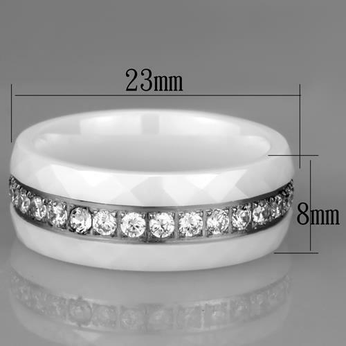 Jewellery Kingdom Cubic Zirconia Full Eternity Stainless Steel Ladies Ceramic Ring Band (White) Secondary image