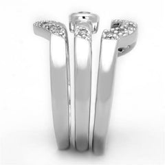 Jewellery Kingdom Cubic Zirconia Heart Engagement Wedding Band Ring Set (Silver) - Engagement Rings - British D'sire