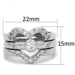 Jewellery Kingdom Cubic Zirconia Heart Engagement Wedding Band Ring Set (Silver) - Engagement Rings - British D'sire