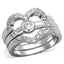 Jewellery Kingdom Cubic Zirconia Heart Engagement Wedding Band Ring Set (Silver) - Engagement Rings - British D'sire