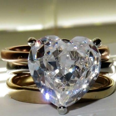Jewellery Kingdom Cubic Zirconia Heart Wedding Engagement 4 Carat Ladies Ring (Rose Gold) - Engagement Rings - British D'sire Main image