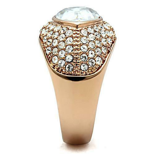 Jewellery Kingdom Cubic Zirconia Ladies 14kt cocktail 8CT Pear Dome Rose Gold Ring - Jewelry Rings - British D'sire