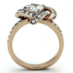 Jewellery Kingdom Cubic Zirconia Ladies Solitaire Accents Steel Dress Women Ring (Rose Gold) - Jewelry Rings - British D'sire