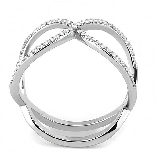 Jewellery Kingdom Cubic Zirconia Open Cradle Stainless Steel Silver Sparkling Comfort Ladies Band Ring Secondary image