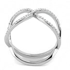 Jewellery Kingdom Cubic Zirconia Open Cradle Stainless Steel Silver Sparkling Comfort Ladies Band Ring - Rings - British D'sire