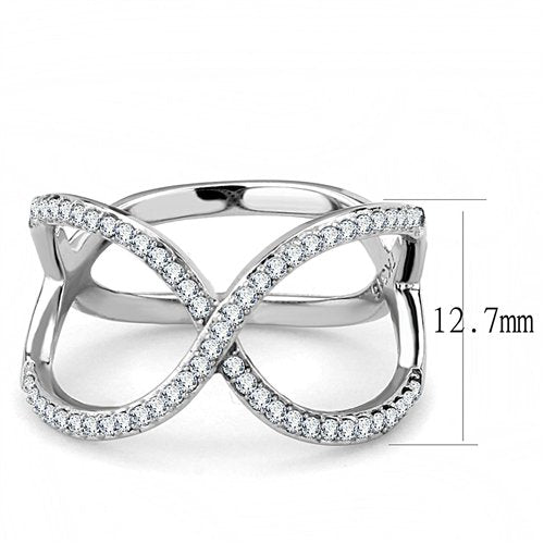 Jewellery Kingdom Cubic Zirconia Open Cradle Stainless Steel Silver Sparkling Comfort Ladies Band Ring - Rings - British D'sire