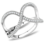 Jewellery Kingdom Cubic Zirconia Open Cradle Stainless Steel Silver Sparkling Comfort Ladies Band Ring - Rings - British D'sire