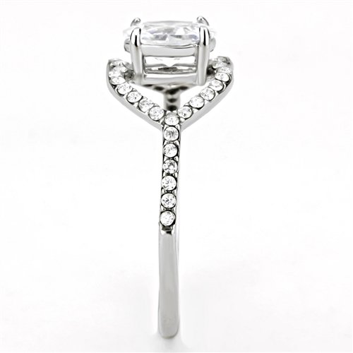 Jewellery Kingdom Cubic Zirconia Oval 2.2 CT Crossover Stainless Steel Silver Ladies Ring Secondary image