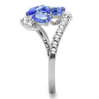 Jewellery Kingdom Cubic Zirconia Oval Pear Stainless Steel Dress Cluster Ladies Sapphire Ring (Blue) - Jewelry Rings - British D'sire