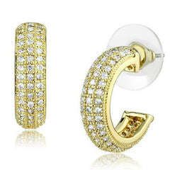 Jewellery Kingdom Cubic Zirconia Pav 18KT Hypoallergenic Hoops Ladies Gold Earrings - Earrings - British D'sire