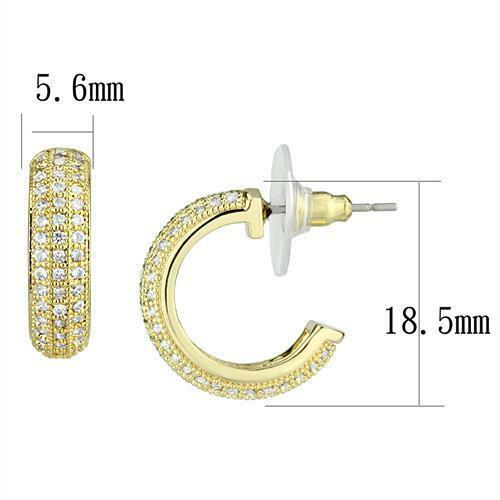 Jewellery Kingdom Cubic Zirconia Pav 18KT Hypoallergenic Hoops Ladies Gold Earrings Secondary image